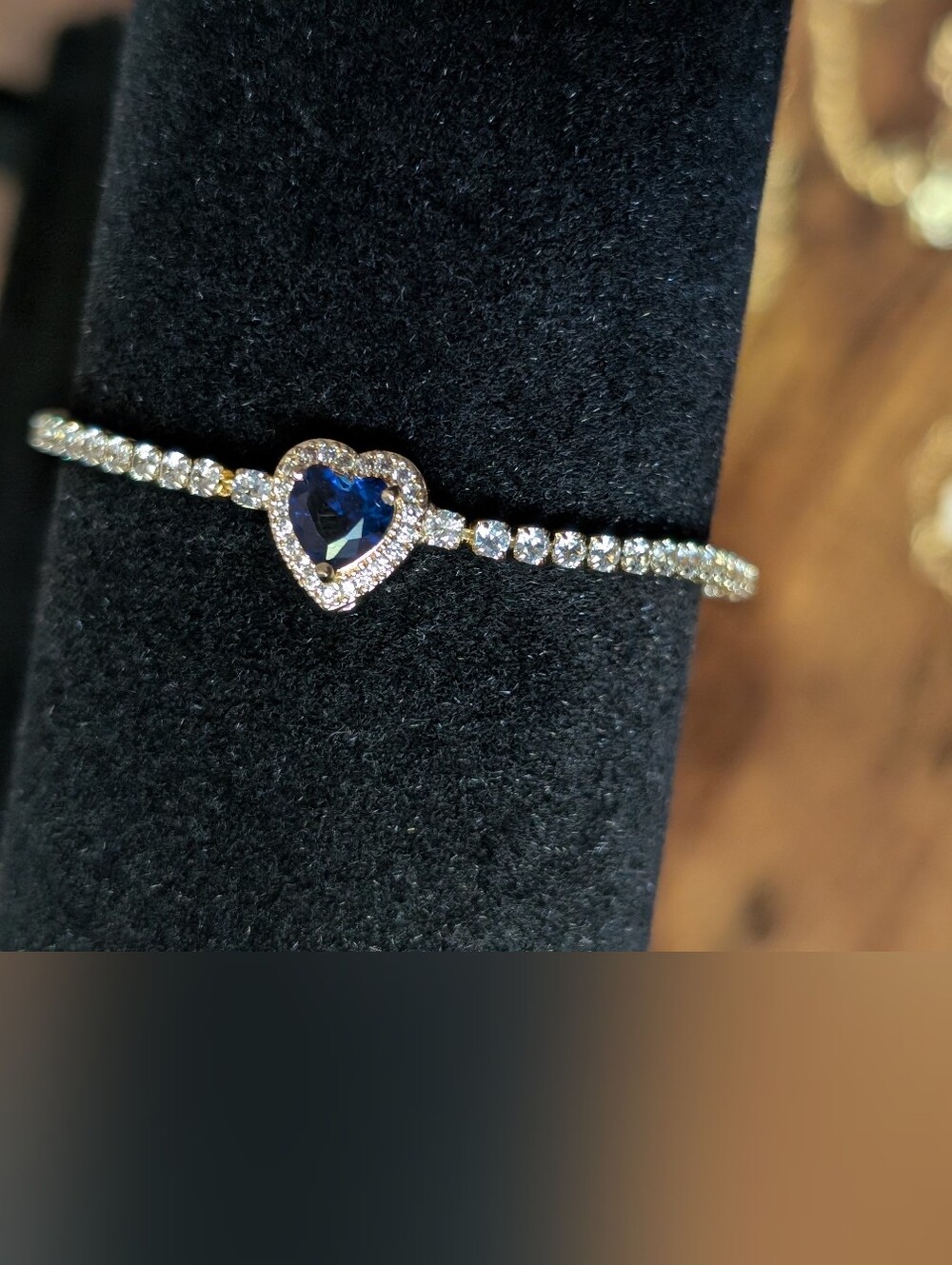 Heart-Center Blue Stone Tennis Bracelet - Women Jewelry